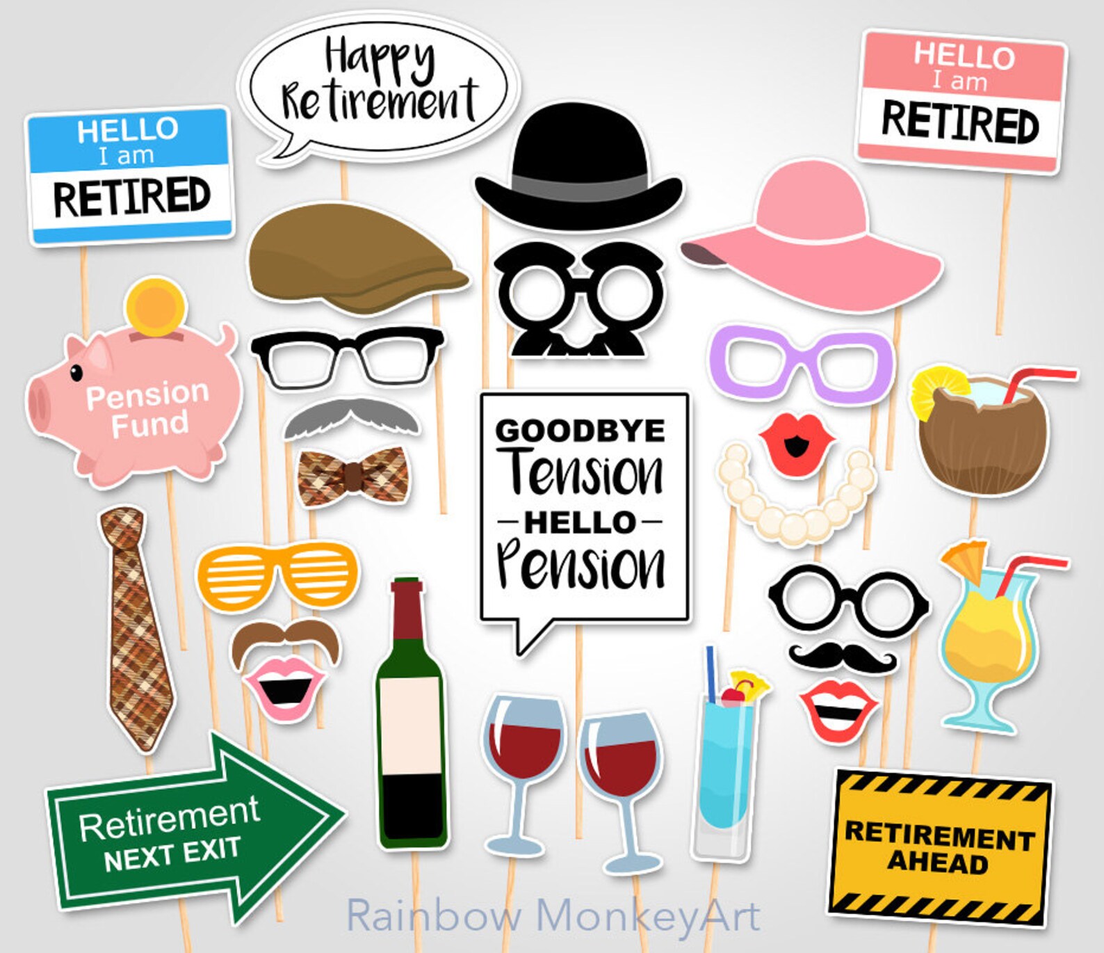 Printable Retirement Party Photo Booth Props Retirement | Etsy