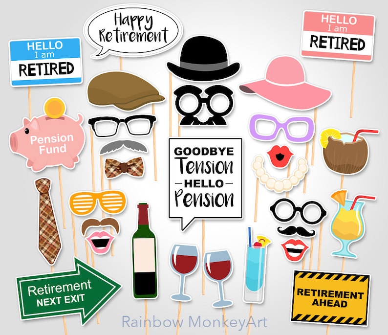 Printable Retirement Party Photo Booth Props Retirement Etsy Printable Retirement Party Photo Booth Props Retirement Etsy