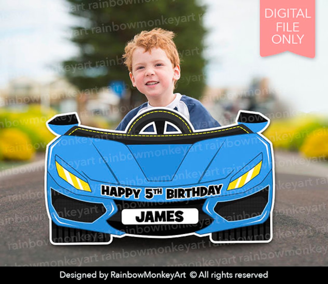 Blue Sports Car Printable Photo Booth Frame - Sports Car Photo Booth ...