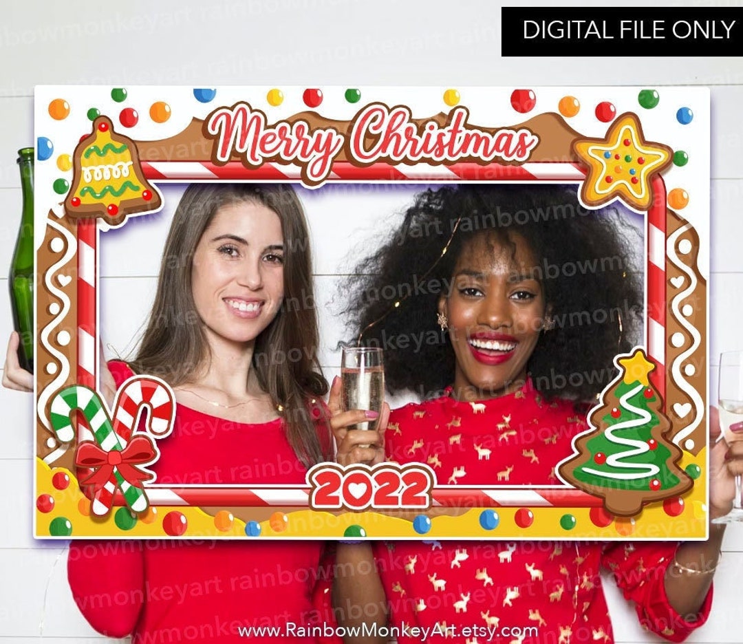 Printable Christmas Photo Booth Frame Happy Christmas 2022 Photo Booth