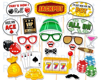 Printable Casino Party Photo Booth Props - Poker Night Photobooth Props - Poker Party Printable Props - Poker Party Party Props