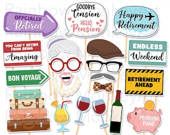 Printable Retirement Party Photo Booth Props - Retirement Photobooth Props - Retirement Printable Props - Retirement Props