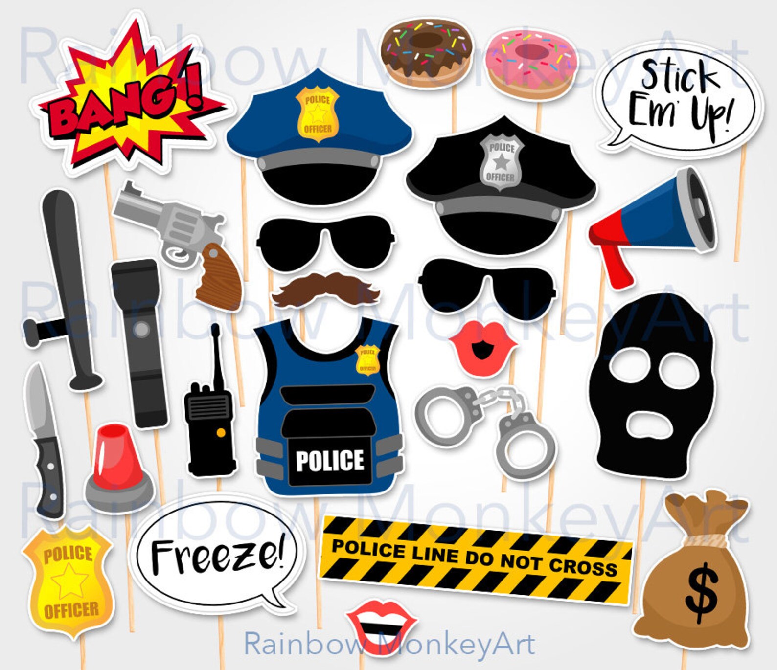 Printable Police Robber Photo Booth Props Cops Photobooth - Etsy Canada