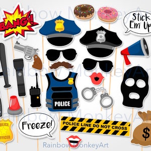 Polizei Räuber Photo Booth Requisiten - Polizei und Dieb Requisiten
