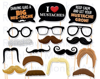 Afdrukbare snor Photo Booth Props: feestdecor (digitale download)