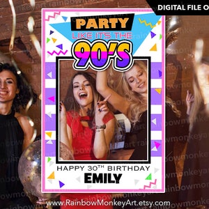 Printable 90s Photo Booth Frame - 90&#39;s style Photobooth Frame - 90s Printable Frame - Photo Booth Party Frame