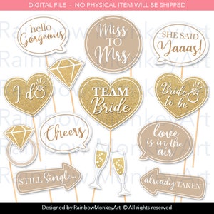 Printable Bridal Shower Photo Booth Props - Hen Party Photobooth Props - Wedding Party Photo Booth Props - Bachelorette Party Props