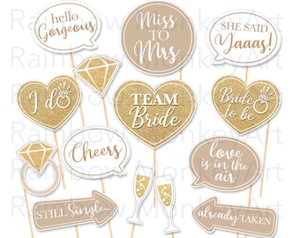 Printable Bridal Shower Photo Booth Props (PDF Download)
