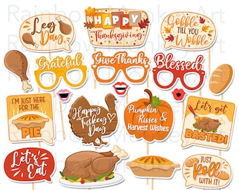 Printable Thanksgiving Photo Booth Props - Thanksgiving Photobooth Props - Thanksgiving Party Props, Thanksgiving Decor, Thanksgiving Party