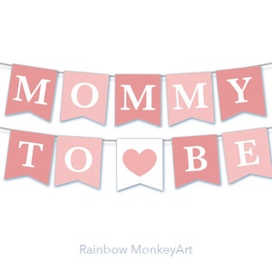 Mommy To Be Bunting Flags: Pink Baby Shower Banner (PDF)