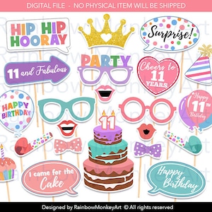 Geburtstag Photobooth Requisiten zum Ausdrucken: Party Dekorationen (Digitaler Download)