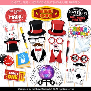 Printable Magic Show Photo Booth Props - Magic Show Party Photobooth ...