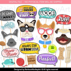 Cats and Dogs Photo Booth Props: Vet Party Printables (PDF)