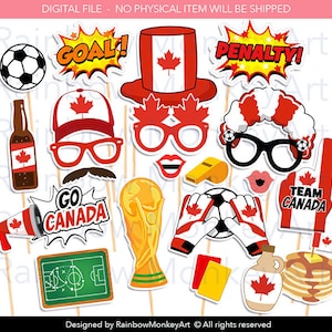 Team Canada Soccer Photo Booth Props: 21 Piece Set (Digital Download)