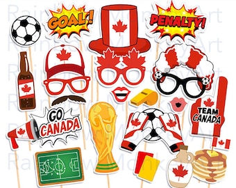 Printable Team Canada Soccer Photo Booth Props - Canada Soccer Photobooth Props - Soccer Props - Canada Soccer Props - Qatar Soccer 2022