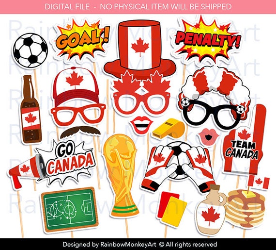 Team Canada Soccer Photo Booth Props: 21 Piece Set (Digital Download)