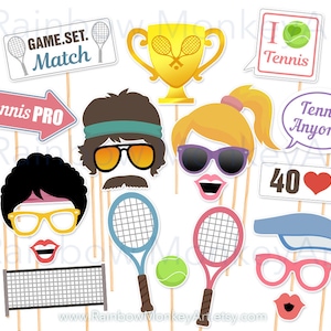 Tennis Party Photo Booth Props: Set of 25 (Digital Download)