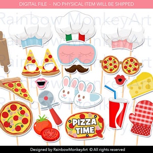 Pajamas and Pizza Party Photo Booth Props (Digital Download)