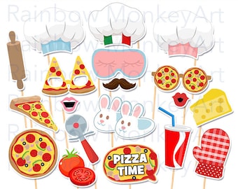 Pajamas and Pizza Party Photo Booth Props (Digital Download)