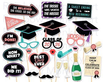 2025 Graduation Photo Booth Props: 30 Piece Printable Set (Digital Download)