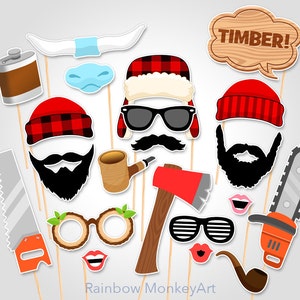 Lumberjack Printable Photo Booth Props - Lumberjack Photo Booth Props - Paul Bunyan Photobooth Props - Party Photo Booth Props