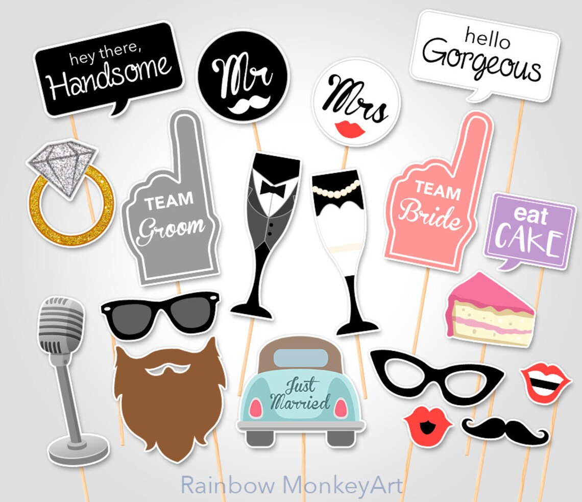Printable Wedding Photo Booth Props Wedding Photo Booth Etsy Australia