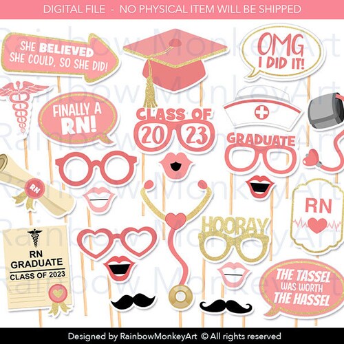 Printable RN Nurse 2023 Graduation Photo Booth Props RN - Etsy