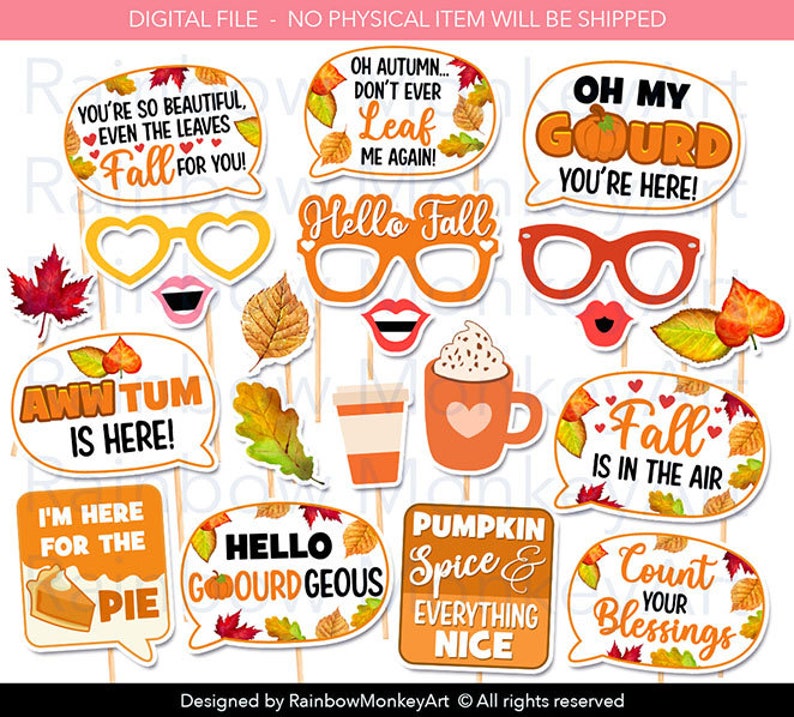 Printable Fall Photo Booth Props: Funny Puns (digital Download) - Etsy