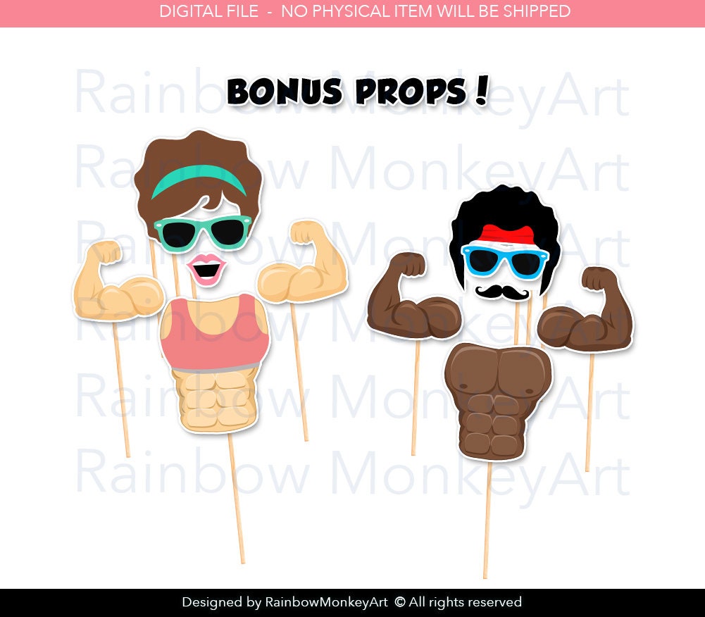 Printable Male and Female Bodybuilder Fitness Photo Booth Etsy UK