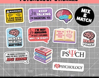 Psychology Puns Sticker Set: Funny Vinyl Stickers for Students