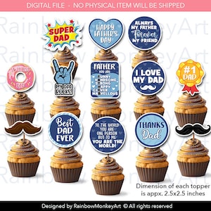 Printable Father&#39;s Day Cupcake Toppers: Set of 13 (Digital Download)