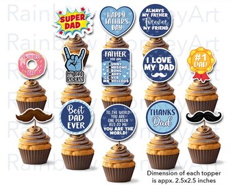 Topos de cupcake para o Dia dos Pais para imprimir: conjunto com 13 (download digital)