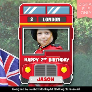 Red London Bus Photo Booth Frame: Kids Party Selfie Prop (Digital Download)