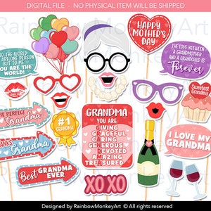 Printable Grandma&#39;s Day Photo Booth Props - Grandma&#39;s Day Photobooth Props - Mother&#39;s Day Printable Props - Happy Grandma&#39;s Day Props