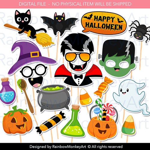 Printable Halloween Photo Booth Props Halloween Photobooth - Etsy