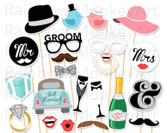 Wedding Photo Booth Props: Bridal Shower & Bachelorette Party (Digital Download)
