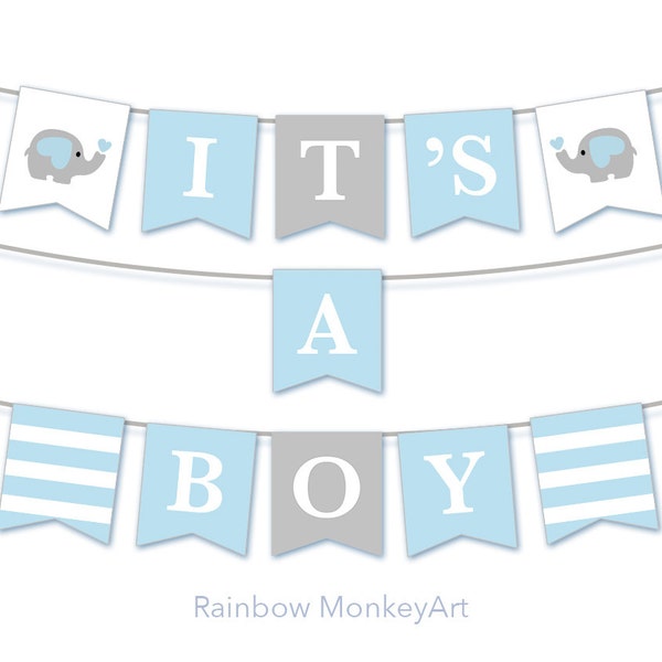 It's A Boy Bunting Flags - Baby Shower Decoration Party Flags - Pennant Flags - Baby Boy Shower Banner - Baby Shower Garland