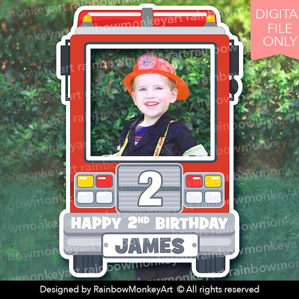 Fire Truck Printable Photo Booth Frame - Fire Engine Photo Booth Frame  Fire Truck party Fireman party Fireman Selfie Frame