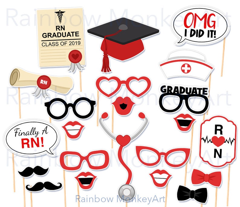 Nurse Graduation Printable Photo Booth Props RN Photobooth | Etsy