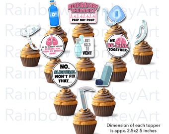 Toppers de cupcake respiratórios: trocadilhos médicos engraçados (download digital)