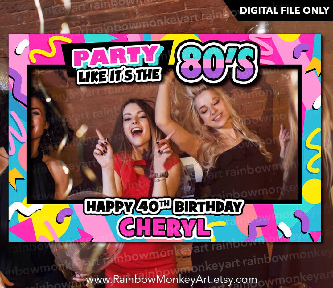 Printable 80s Photo Booth Frame 80's Style Photobooth Frame 80s