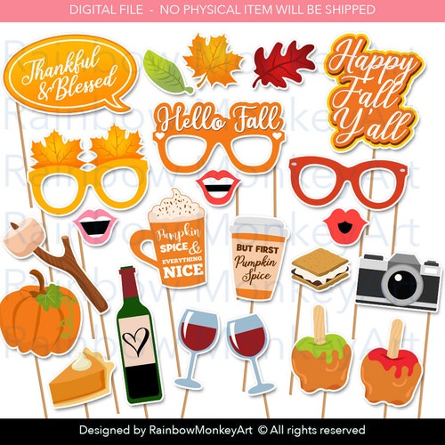 Printable Fall Photo Booth Props Fall Wedding Photobooth | Etsy