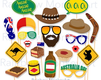 Australia Day Printable Photo Booth Props - Great Australia Day Photobooth Props - Australia Photobooth Props