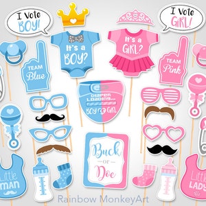 Gender Reveal Photo Booth Props: Buck or Doe, Little Man/Lady (Digital Download)