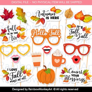 Printable Fall Photo Booth Props - Fall Wedding Photobooth Props - Fall Festival - Fall Photobooth Props