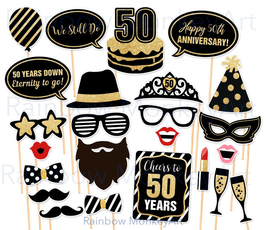 50th wedding anniversary photo booth props discount