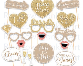 Bridal Shower Photo Booth Props: Hen Party Decorations (Digital Download)