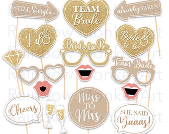 Printable Bridal Shower Photo Booth Props - Hen Party Photobooth Props - Wedding Party Photo Booth Props - Bachelorette Party Props