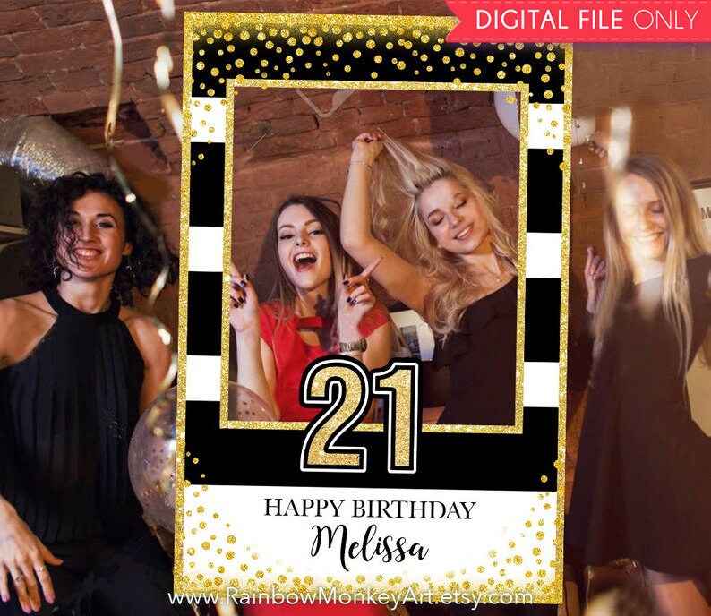 21st Birthday Party Printable Birthday Photo Booth Frame Etsy