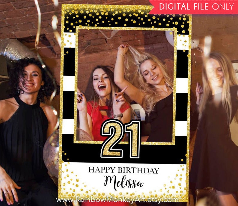 21st Birthday Party Printable Birthday Photo Booth Frame - Etsy